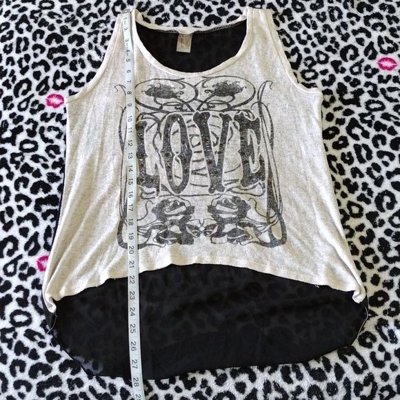 Y2K LOVE Brass Button Tracing Conquer The Beauty Sheer Back Sleeveless Top - Picture 9 of 12